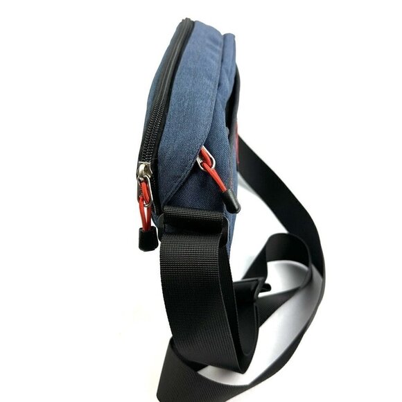 Mixi Messenger Bag Blue Canvas Mens Crossbody Travel Keep On Fighting Brand New - Picture 3 of 12
